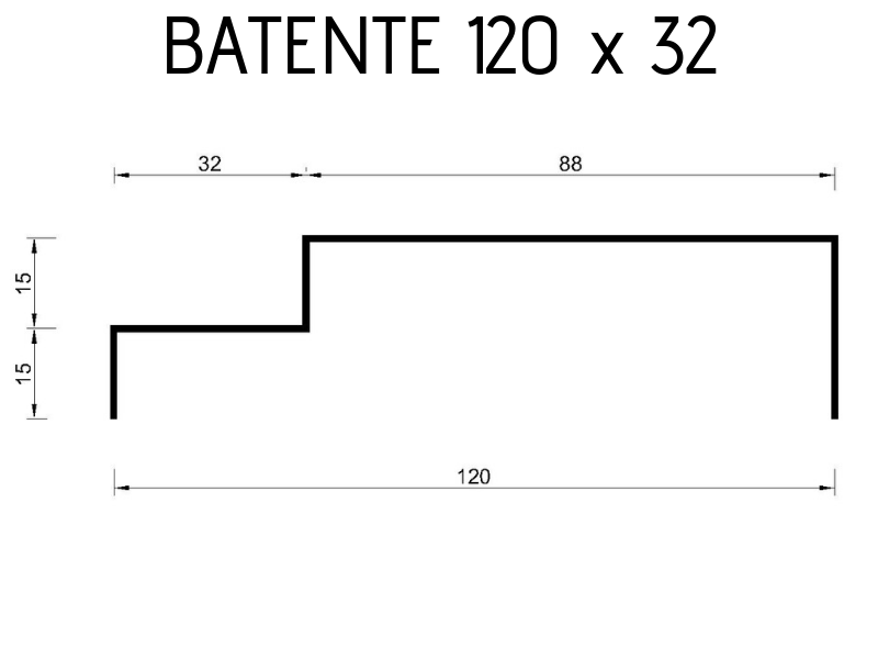 Batente 120 x 32 #18 - 3 metros 