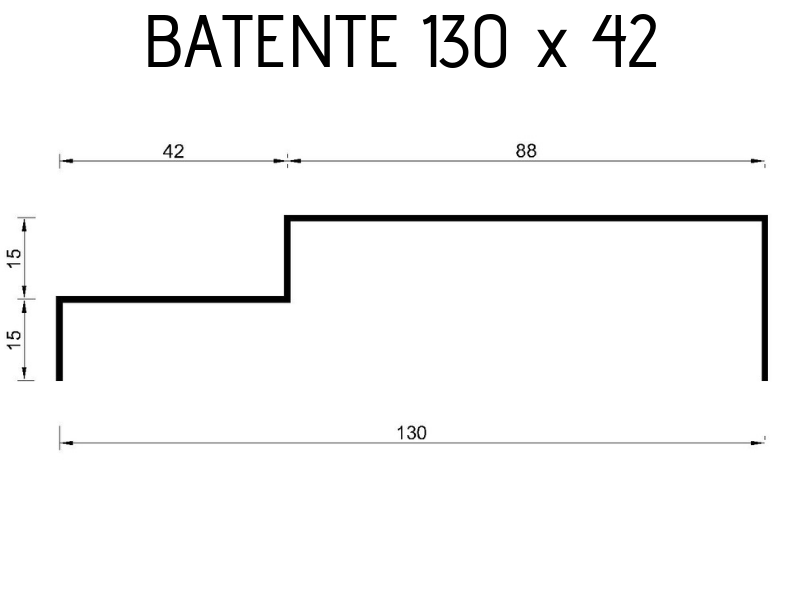 Batente 130 x 42 #18 - 3 metros 