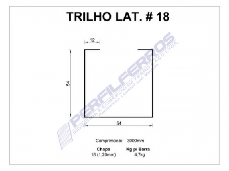 Trilho Lateral 54 x 54 #18