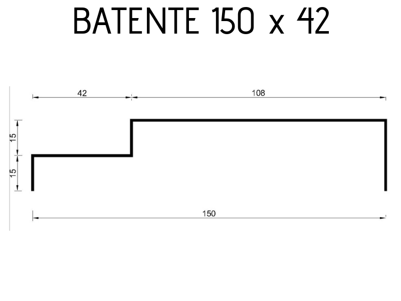 Batente 150 x 42 #18 - 3 metros 