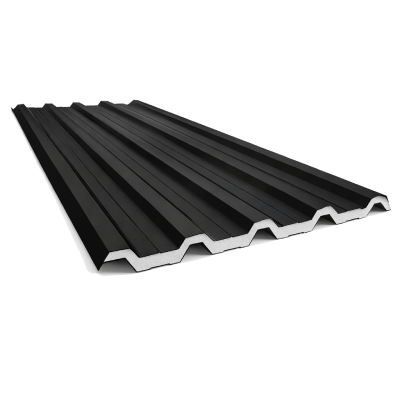 Telha Sanduíche 0,43mm Galvalume Preto Com Isolamento de EPS Anti-chamas