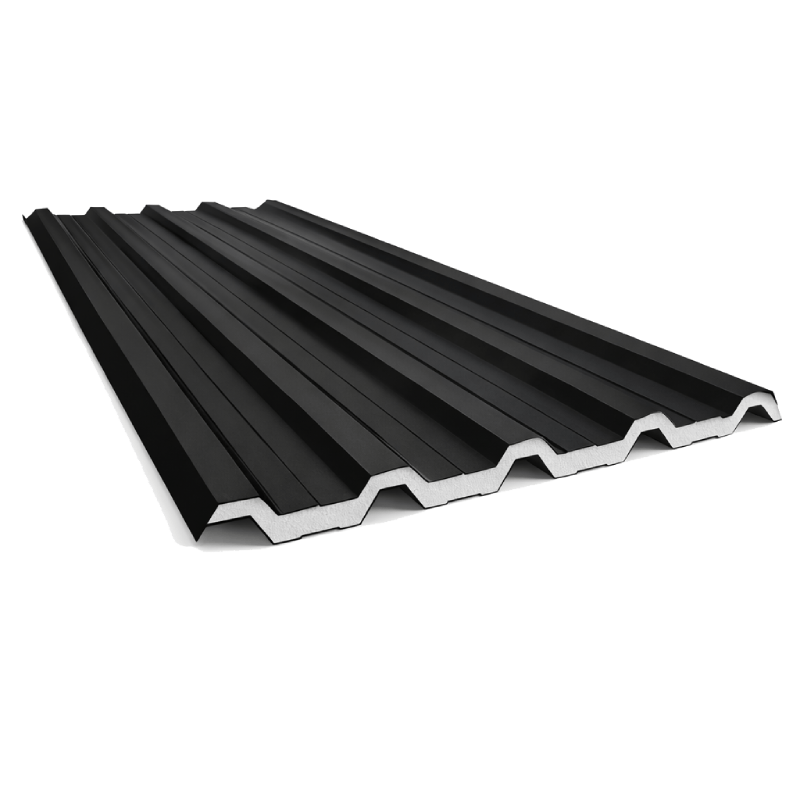 Telha Sanduíche 0,43mm Galvalume Preto Com Isolamento de EPS Anti-chamas